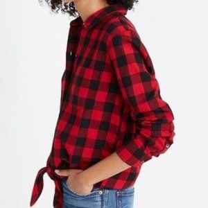 NWT Madewell Flannel TieFront Shirt Buffalo Check